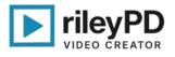 Logo of rileyPD with a blue play button icon and the text