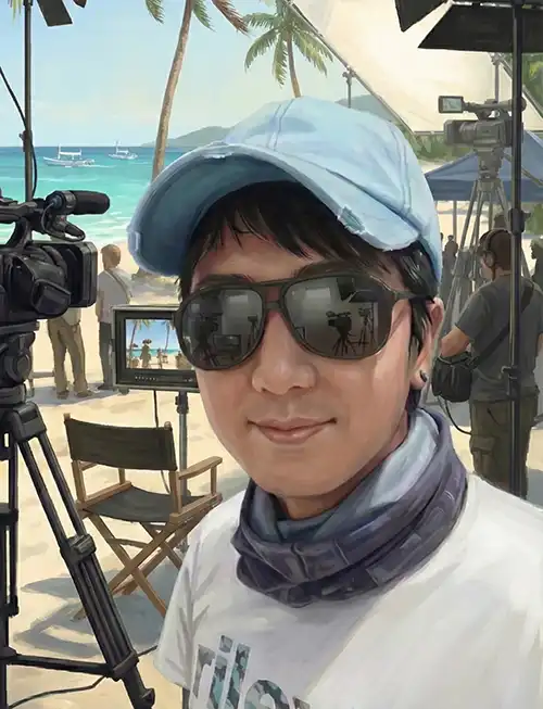 해외 촬영 현장에서 작업 중인 1인 영상 제작자 라일리피디(rileyPD)